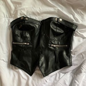 SHEIN Strapless Leather Crop Top
